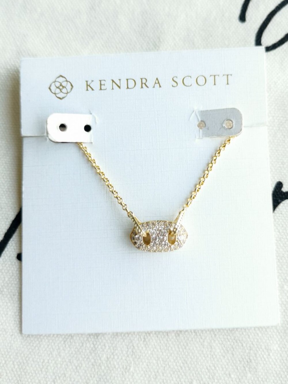 Kendra Scott Pave Necklace - Bailey - White CZ Gold